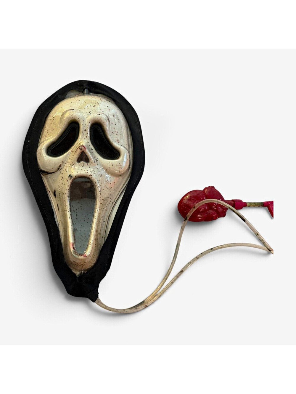 Scream Ghost Face Style Halloween Mask White/Black Plastic Adjustable w/ Red